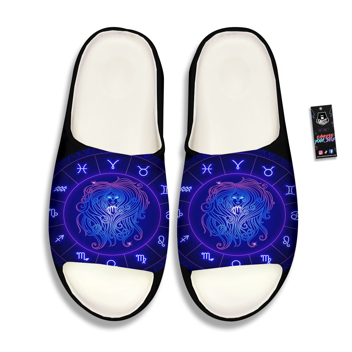 Zodiac Sign Dark Virgo Print Sandals-grizzshop
