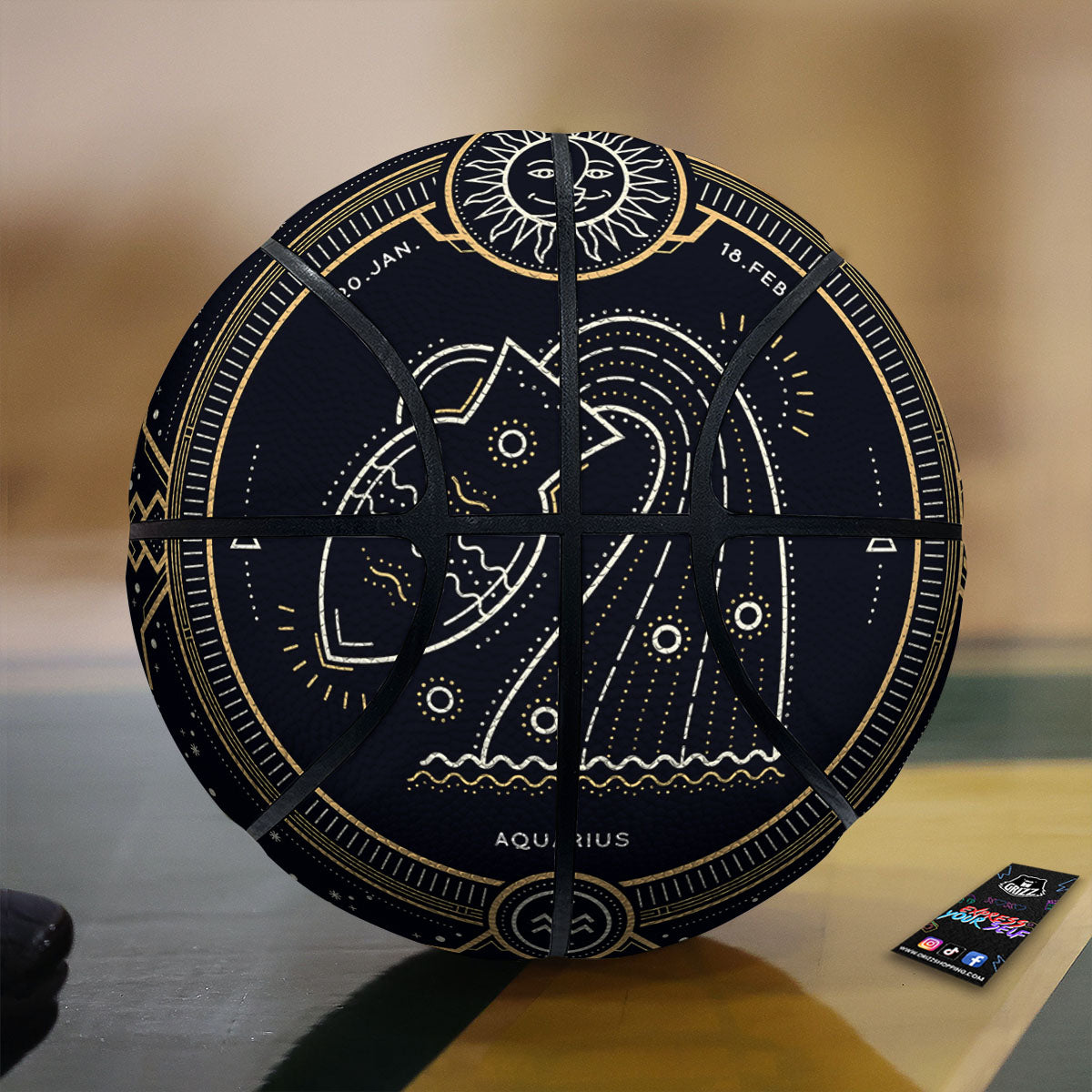 Zodiac Sign Vintage Aquarius Print Basketball
