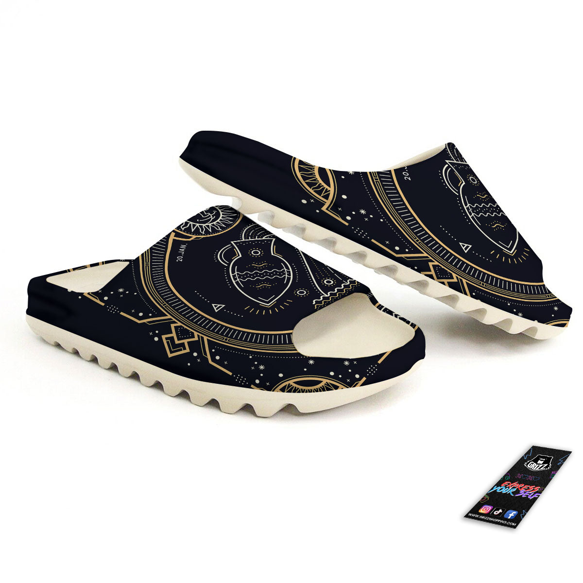 Zodiac Sign Vintage Aquarius Print Sandals-grizzshop