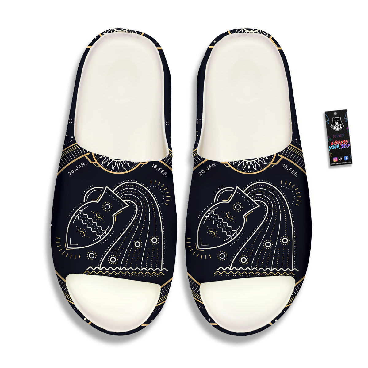 Zodiac Sign Vintage Aquarius Print Sandals-grizzshop