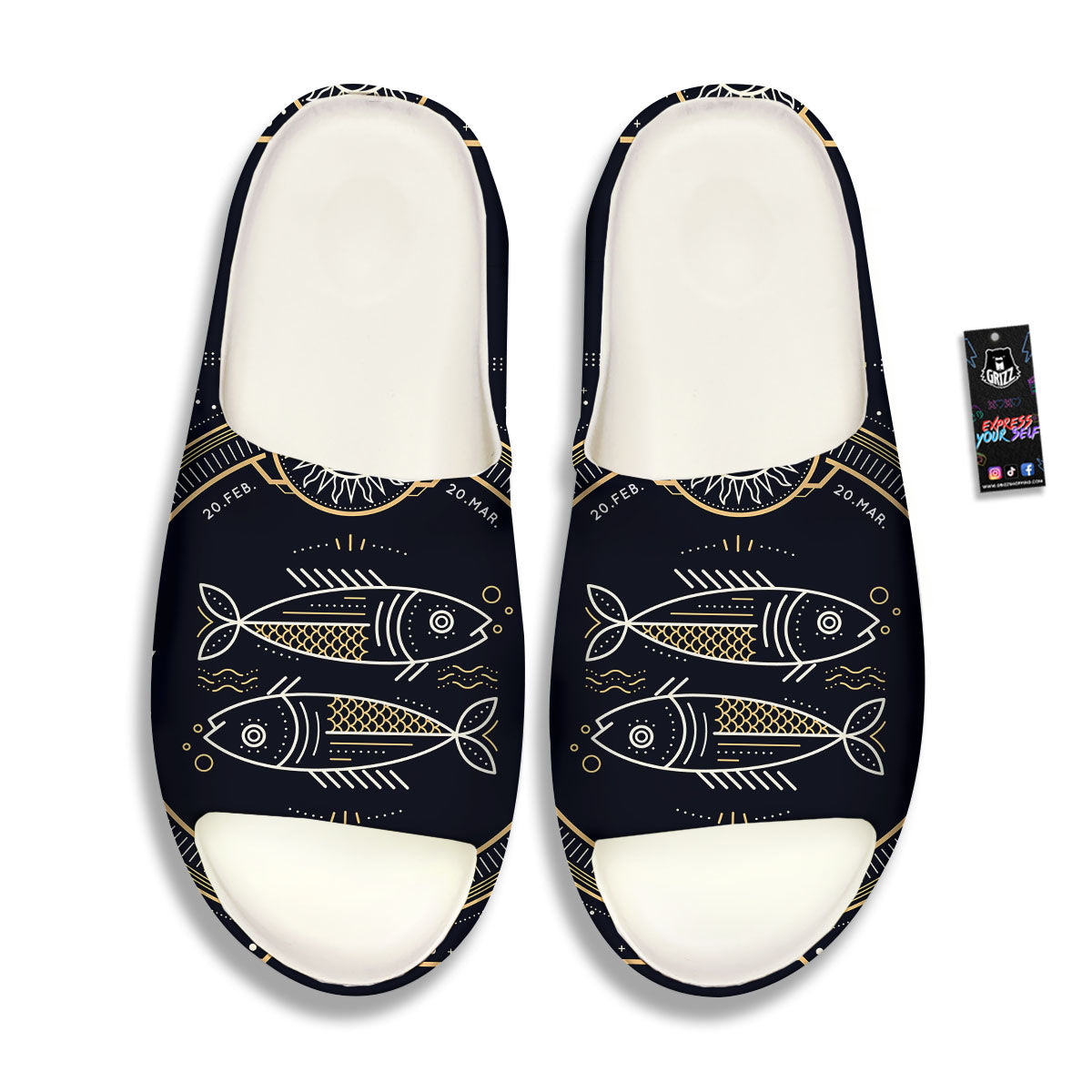 Zodiac Sign Vintage Pisces Print Sandals-grizzshop