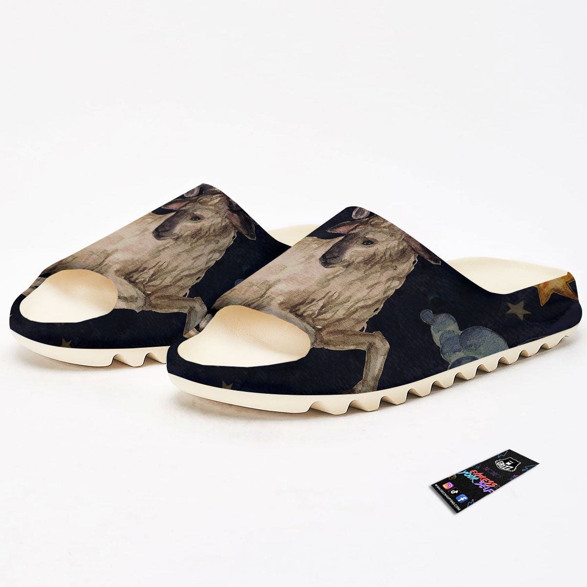Zodiac Sign Watercolor Aries Print Sandals-grizzshop