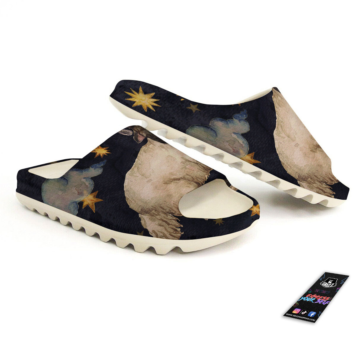 Zodiac Sign Watercolor Aries Print Sandals-grizzshop