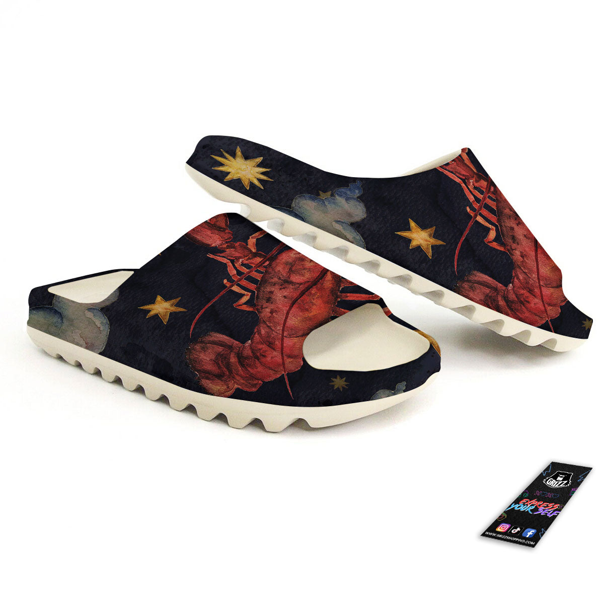 Zodiac Sign Watercolor Cancer Print Sandals-grizzshop