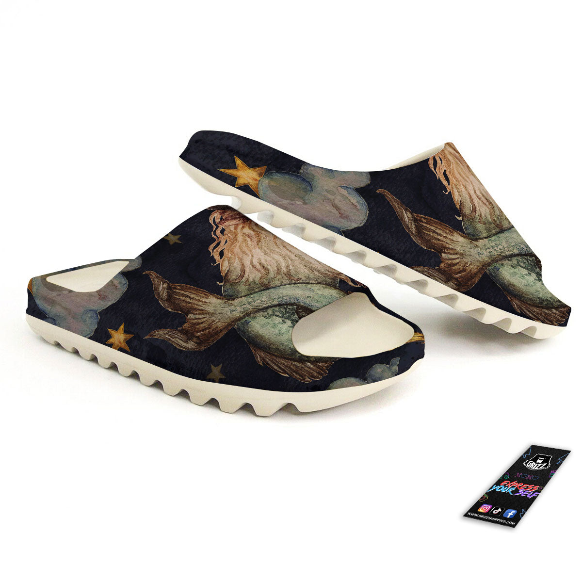 Zodiac Sign Watercolor Capricorn Print Sandals-grizzshop