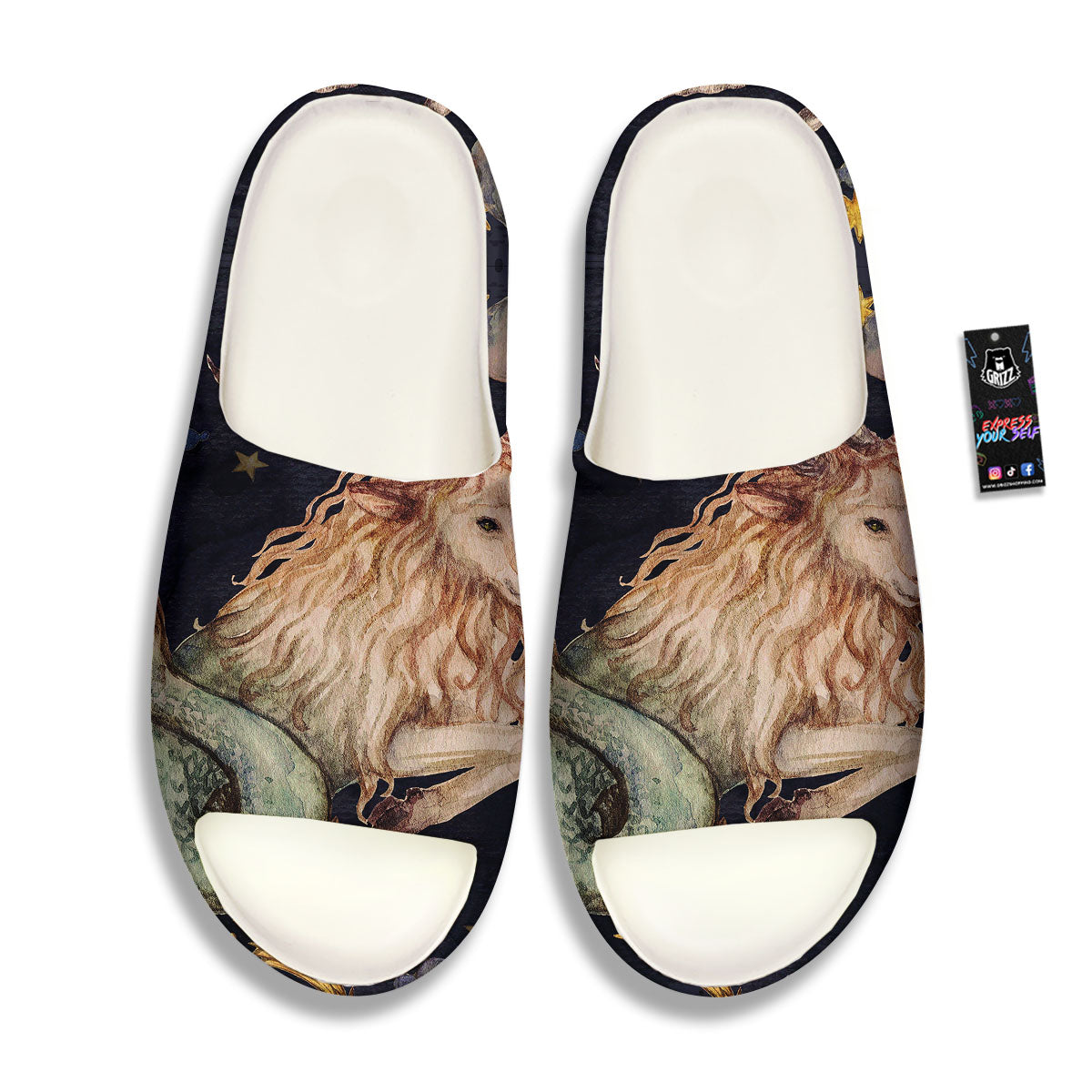 Zodiac Sign Watercolor Capricorn Print Sandals-grizzshop