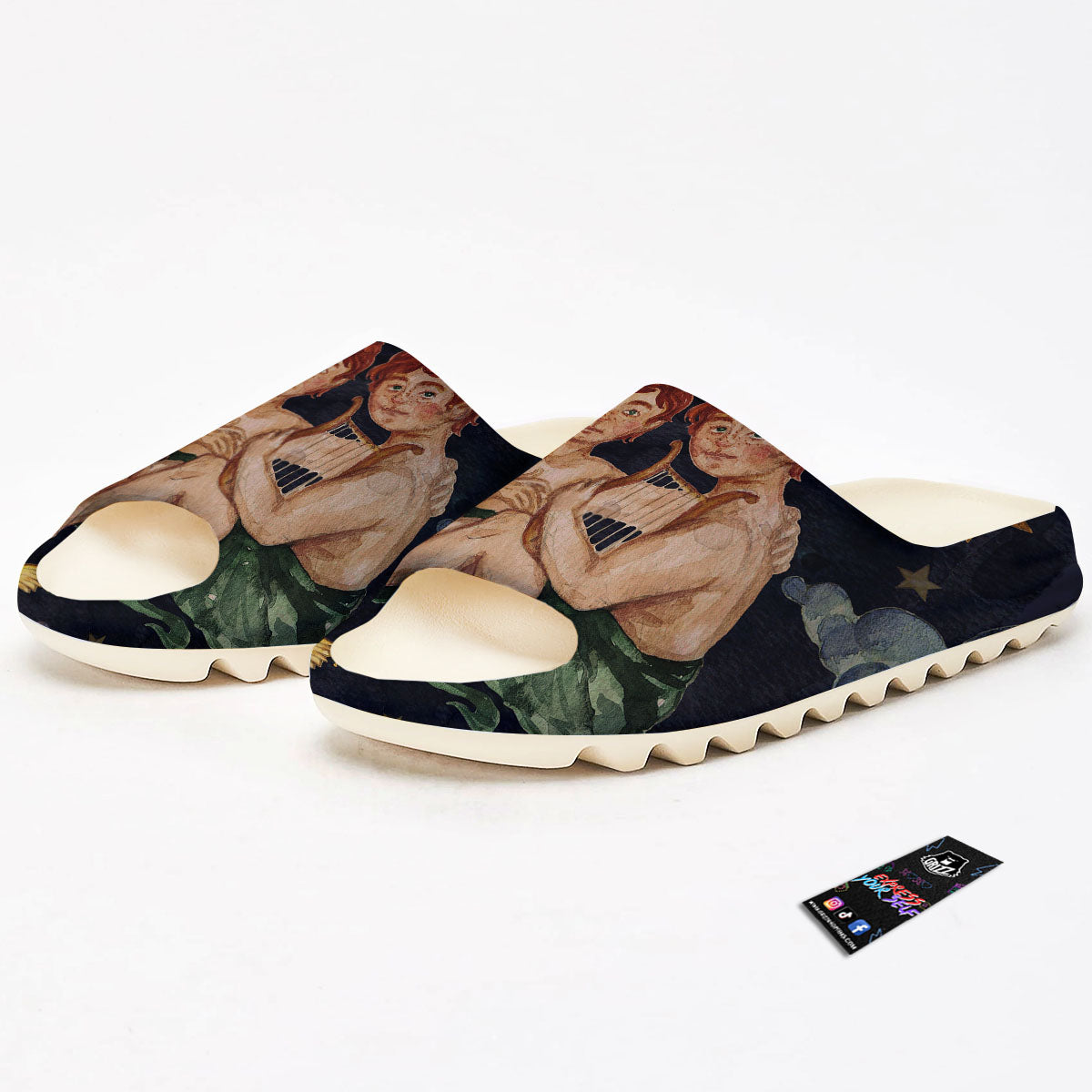 Zodiac Sign Watercolor Gemini Print Sandals-grizzshop
