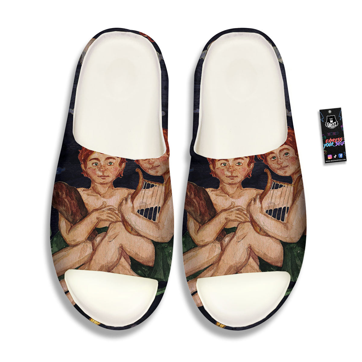Zodiac Sign Watercolor Gemini Print Sandals-grizzshop