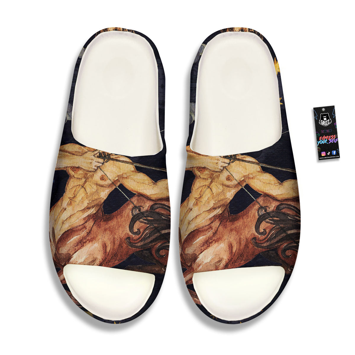 Zodiac Sign Watercolor Sagittarius Print Sandals-grizzshop