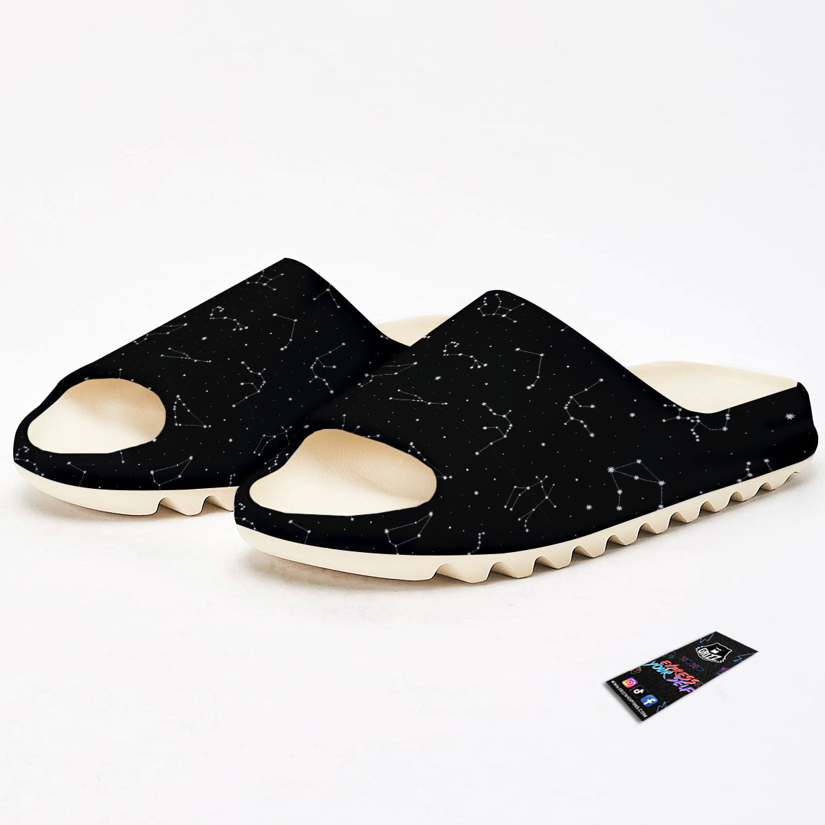 Zodiac Stars White And Black Print Sandals-grizzshop