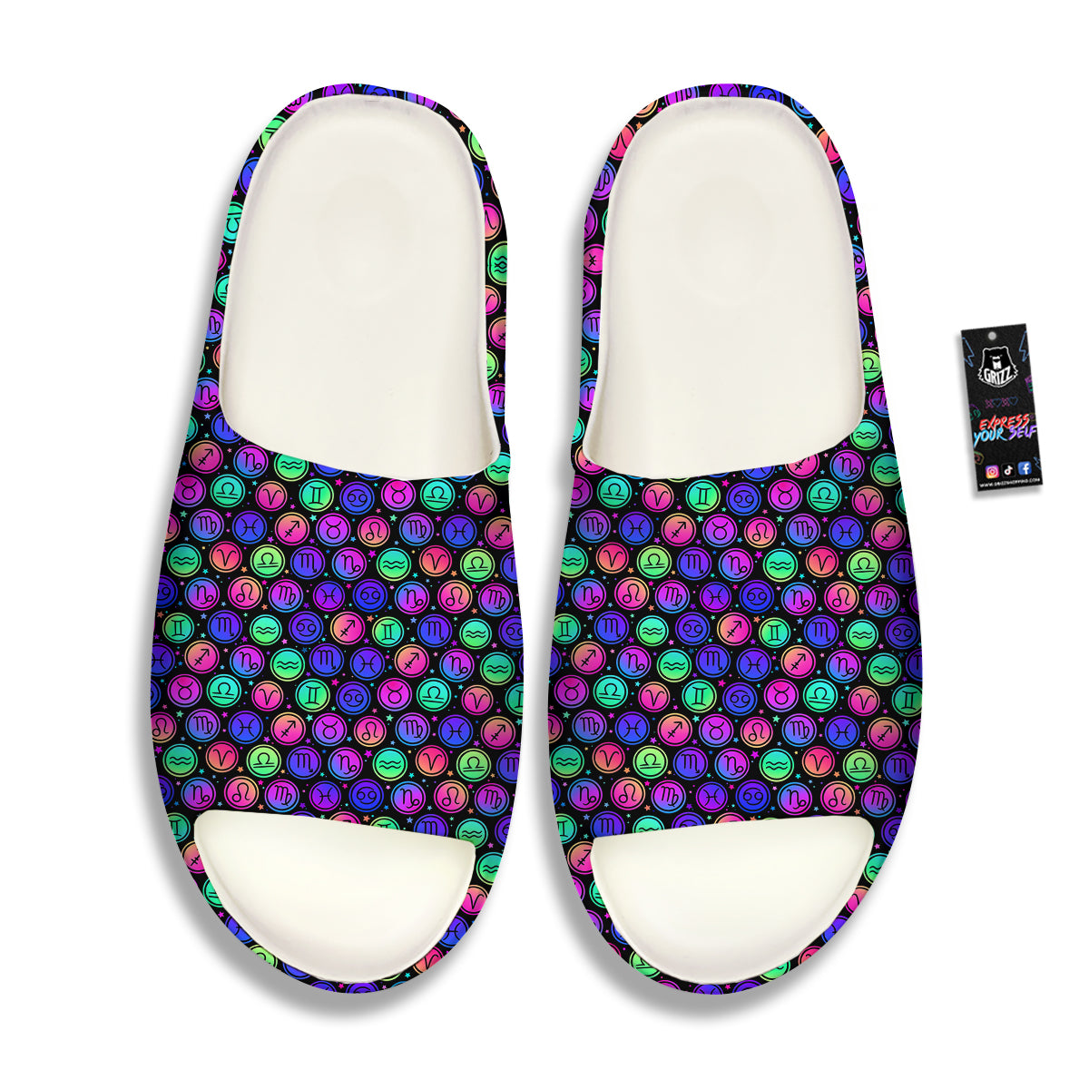 Zodiac Symbols Colorful Print Pattern Sandals-grizzshop
