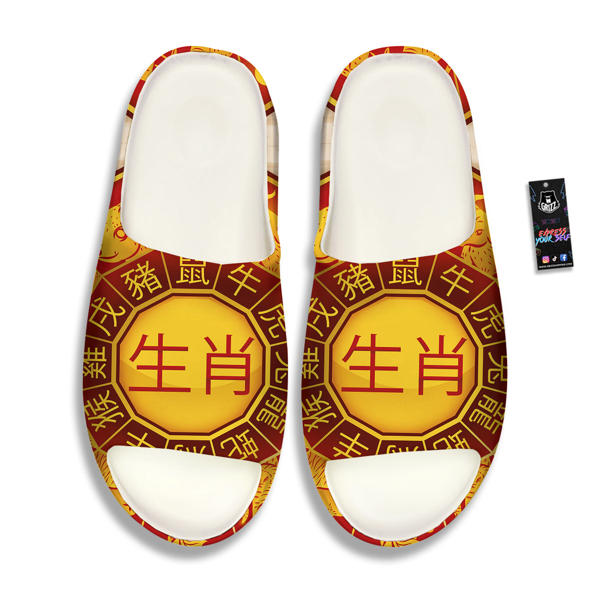 Zodiac Wheel Colourful Chinese Print Sandals-grizzshop