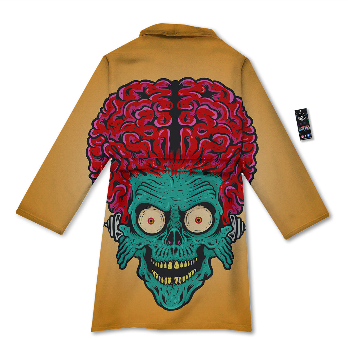 Zombie Big Brain Print Bathrobe-grizzshop
