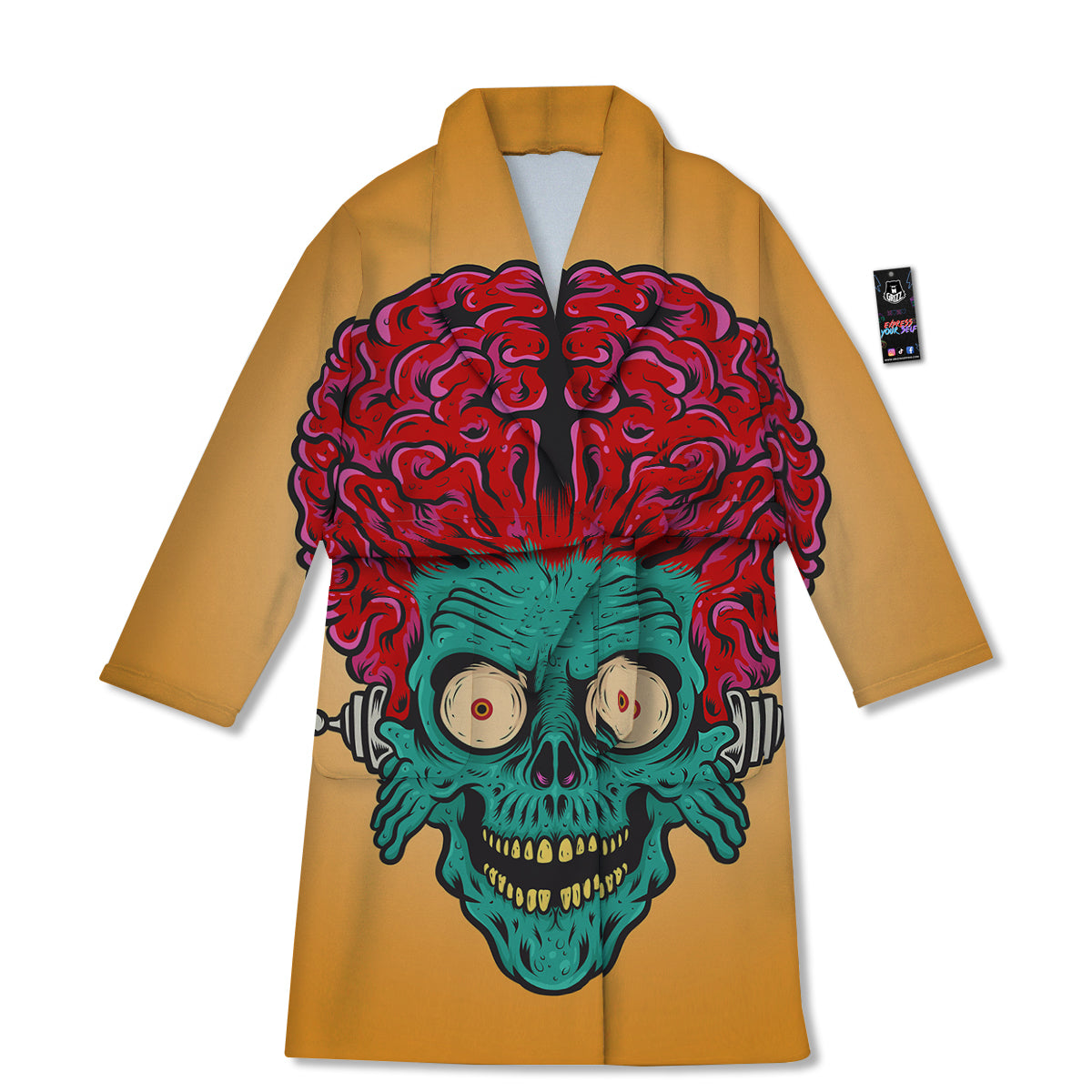 Zombie Big Brain Print Bathrobe-grizzshop