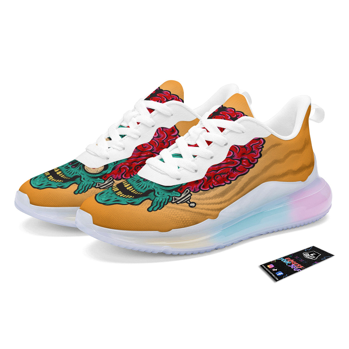 Zombie Big Brain Print Running Sneakers-grizzshop
