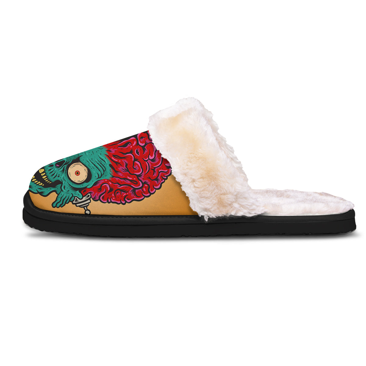 Zombie Big Brain Print Slippers-grizzshop