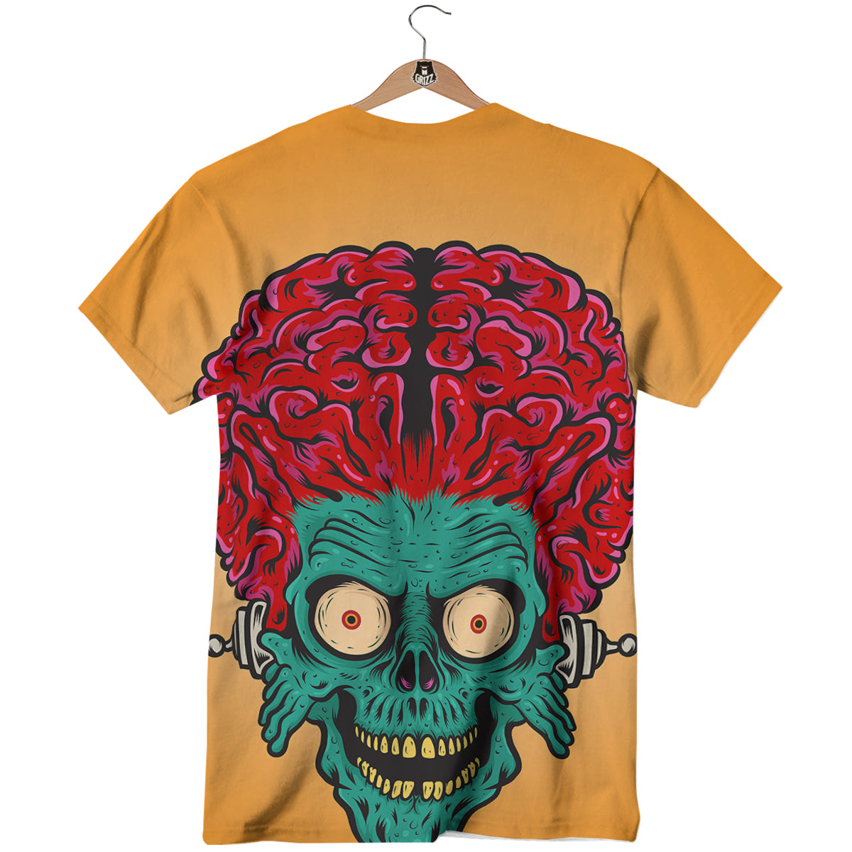 Zombie Big Brain Print T-Shirt-grizzshop
