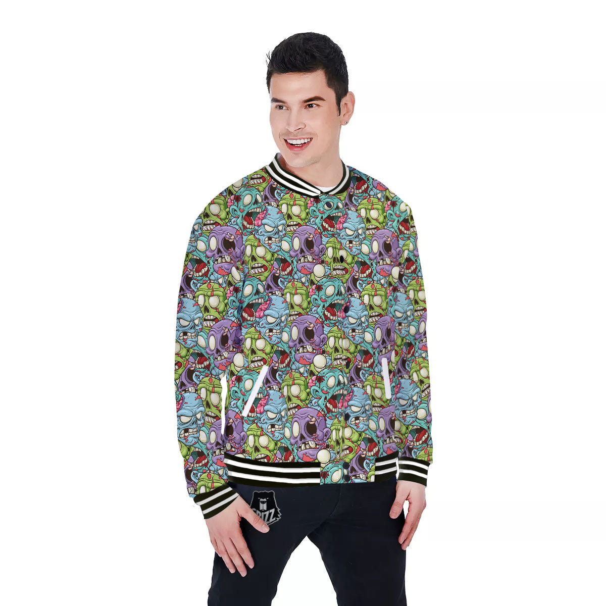 Zombie Bloody Print Pattern Baseball Jacket-grizzshop