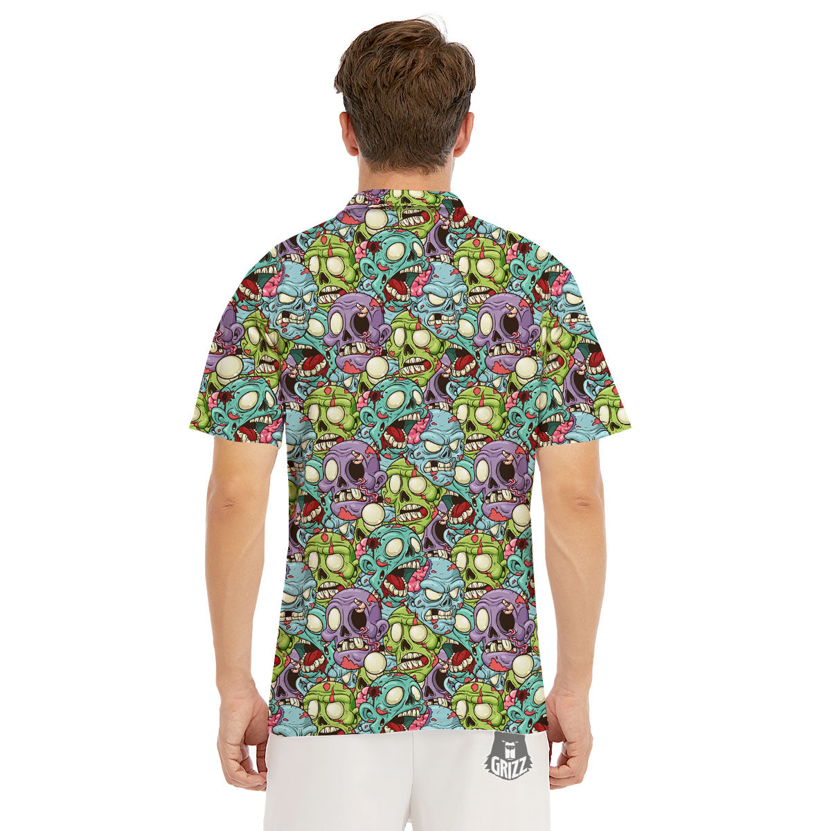 Zombie Bloody Print Pattern Men's Golf Shirts-grizzshop