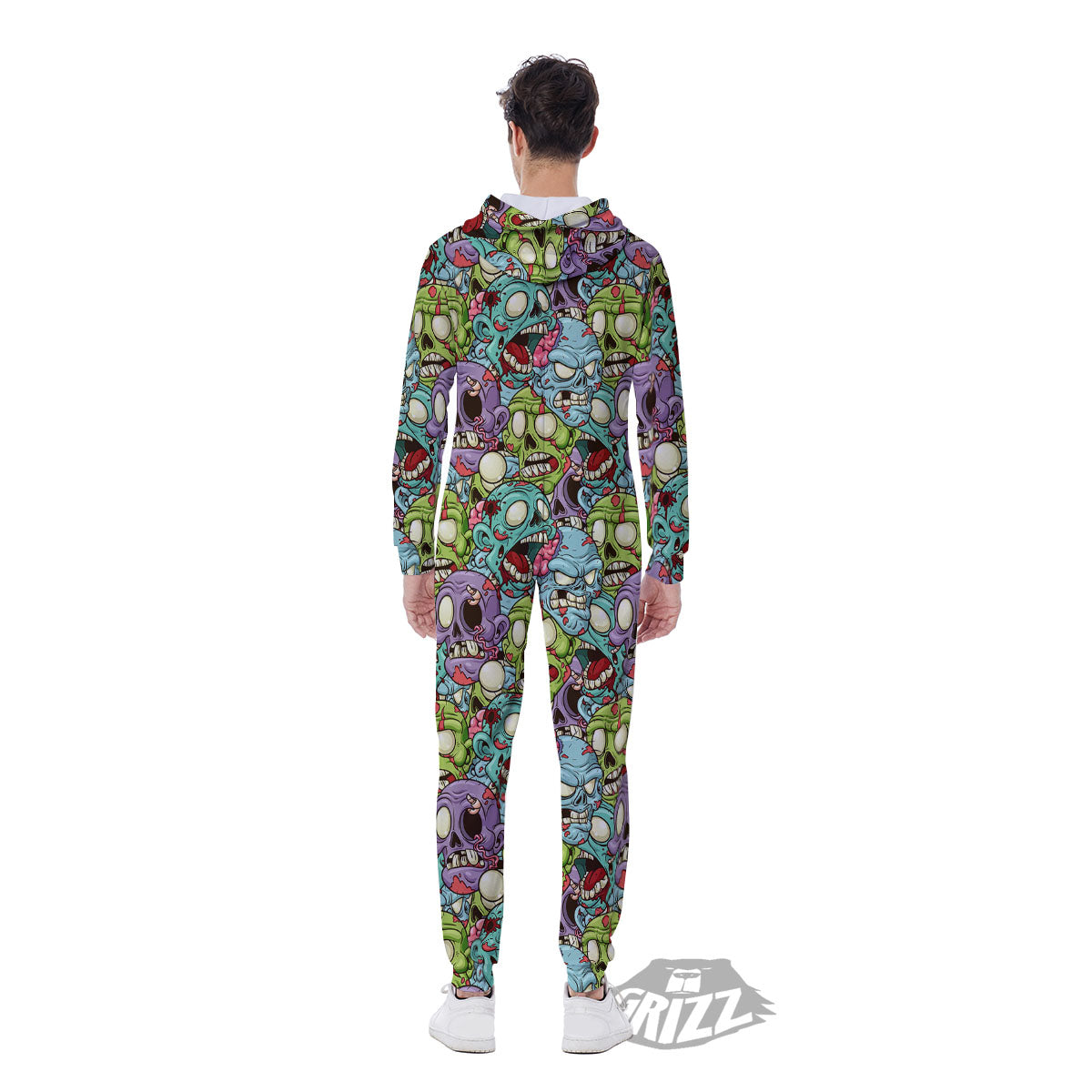 Zombie Bloody Print Pattern Men's Jumpsuit-grizzshop