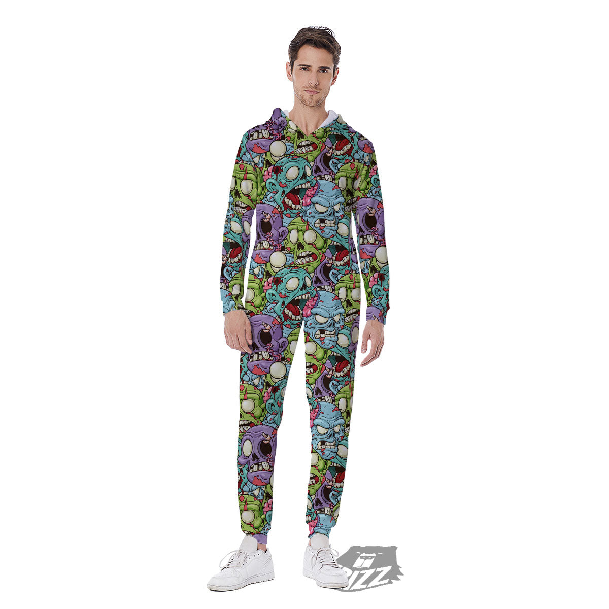 Zombie Bloody Print Pattern Men's Jumpsuit-grizzshop