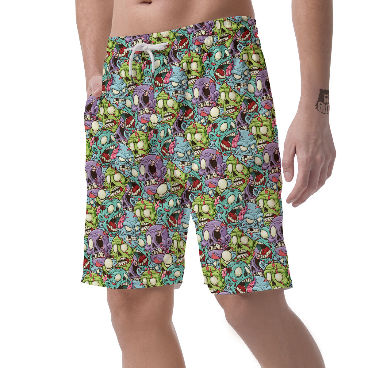 Zombie Bloody Print Pattern Men's Shorts-grizzshop