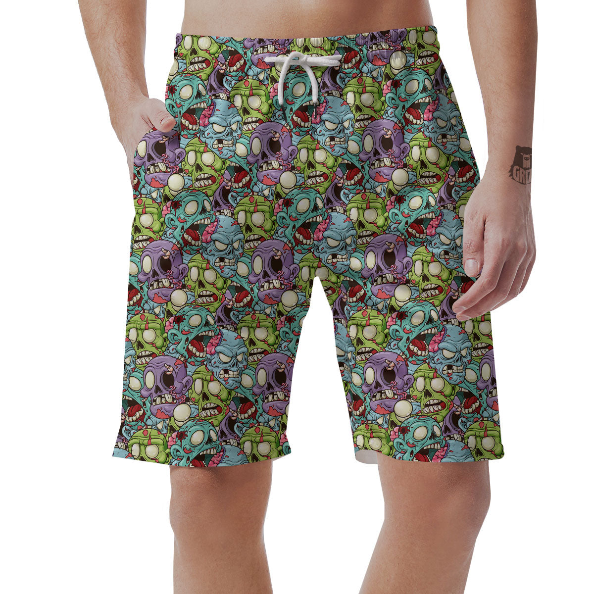 Zombie Bloody Print Pattern Men's Shorts-grizzshop