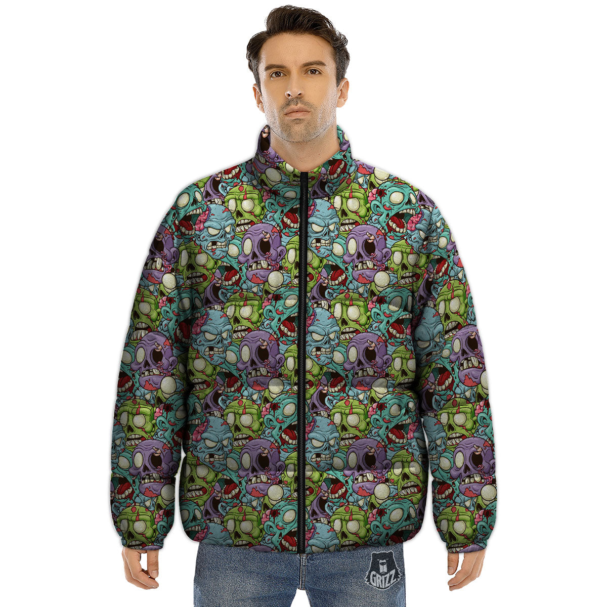 Zombie Bloody Print Pattern Puffer Jacket-grizzshop