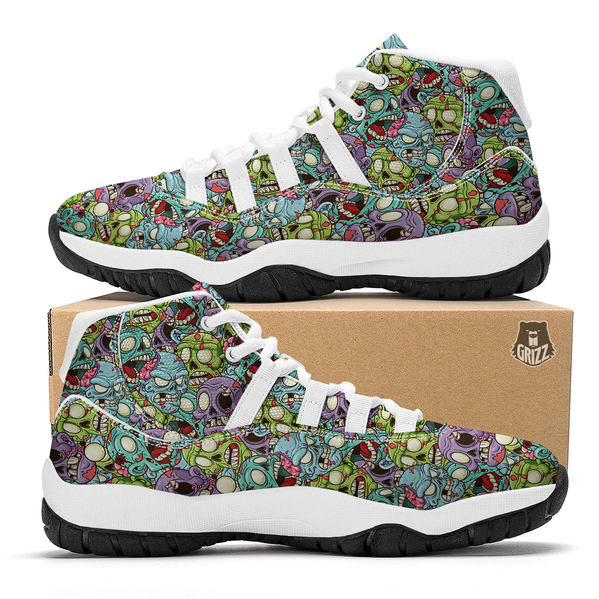 Zombie Bloody Print Pattern White Bball Shoes-grizzshop