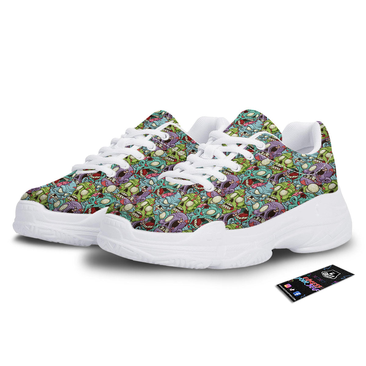 Zombie Bloody Print Pattern White Chunky Shoes-grizzshop