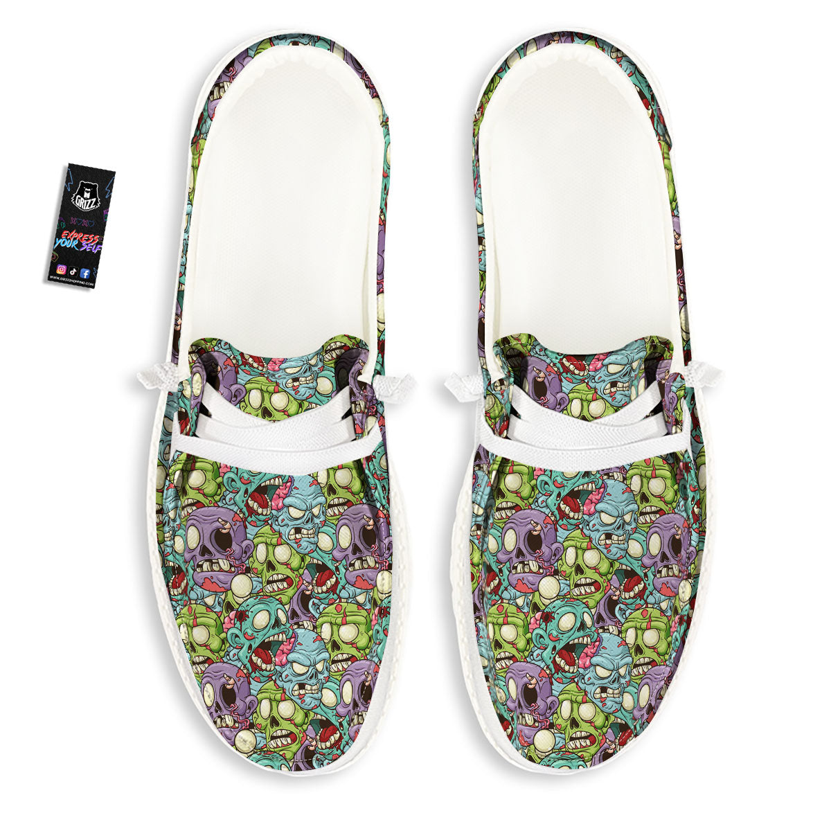 Zombie Bloody Print Pattern White Loafers-grizzshop
