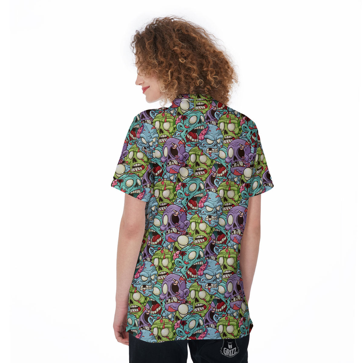 Zombie Bloody Print Pattern Women's Golf Shirts-grizzshop