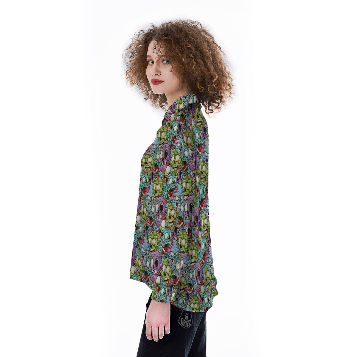 Zombie Bloody Print Pattern Women's Long Sleeve Shirts-grizzshop