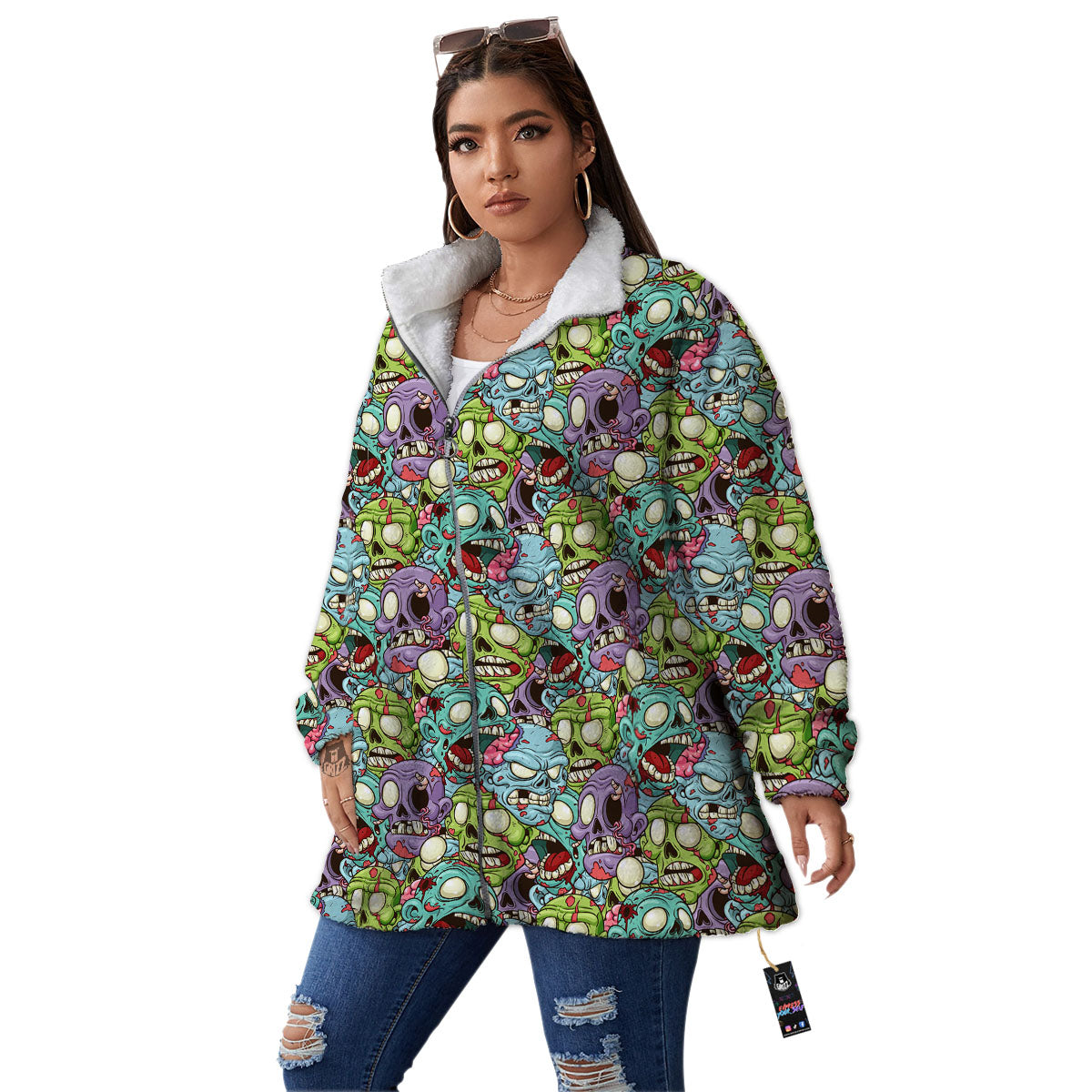 Zombie Bloody Print Pattern Women's Sherpa Jacket-grizzshop