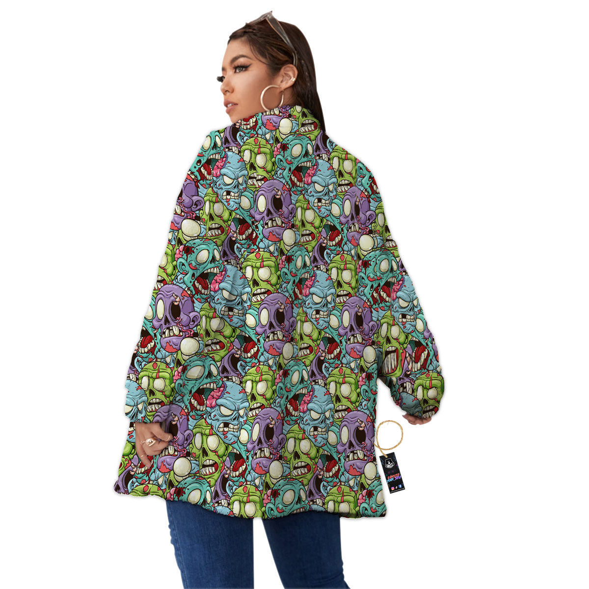 Zombie Bloody Print Pattern Women's Sherpa Jacket-grizzshop