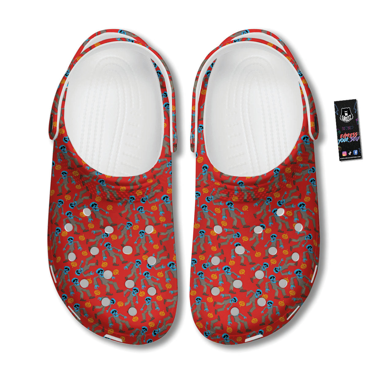 Zombie Blue Print Pattern Clog-grizzshop