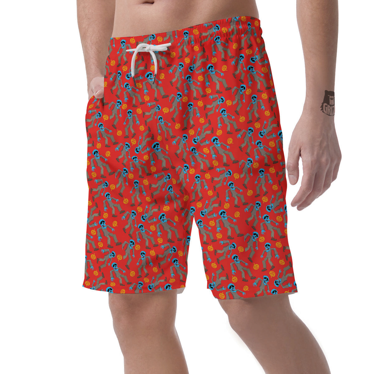 Zombie Blue Print Pattern Men's Shorts-grizzshop