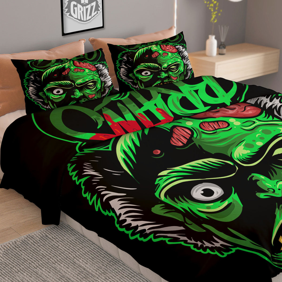 Zombie Brain Halloween Print Duvet Cover Bedding Set