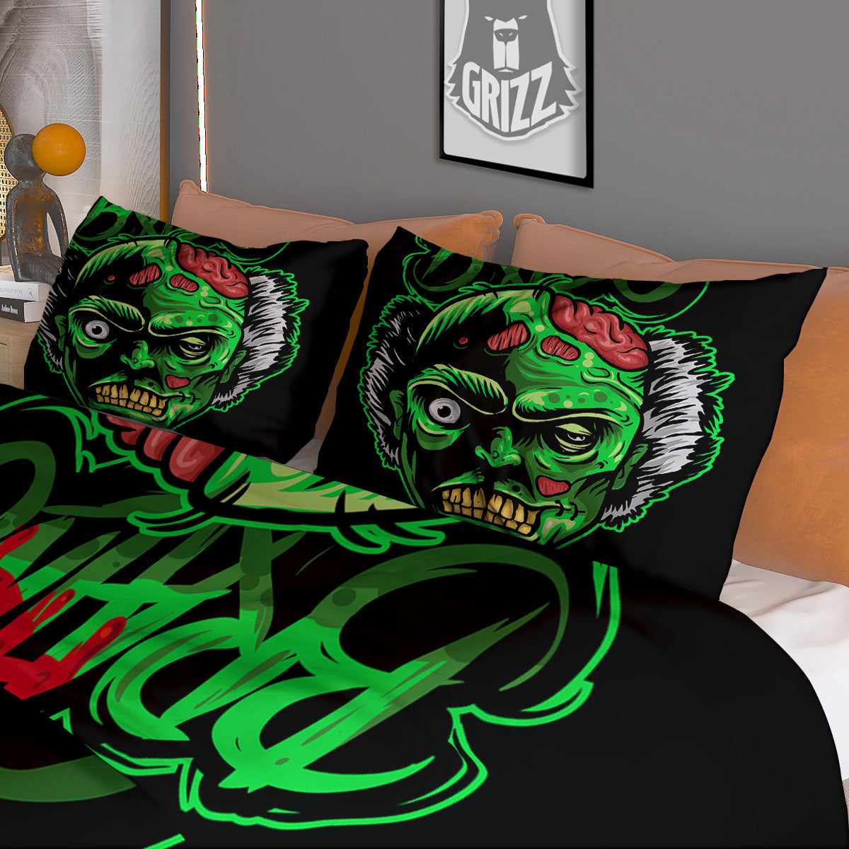 Zombie Brain Halloween Print Duvet Cover Bedding Set