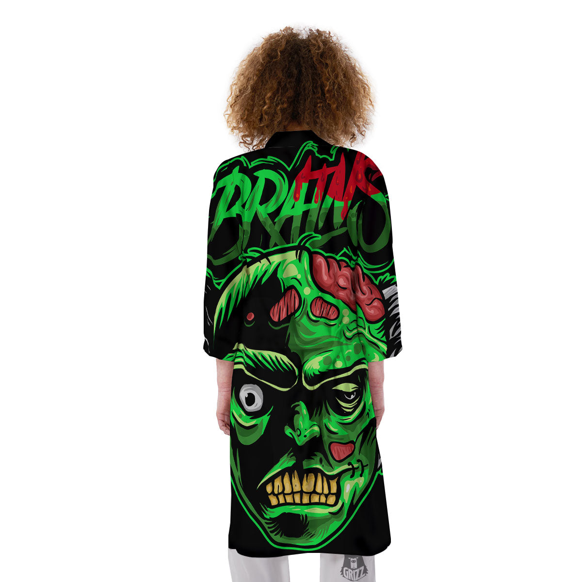 Zombie Brain Halloween Print Kimono-grizzshop
