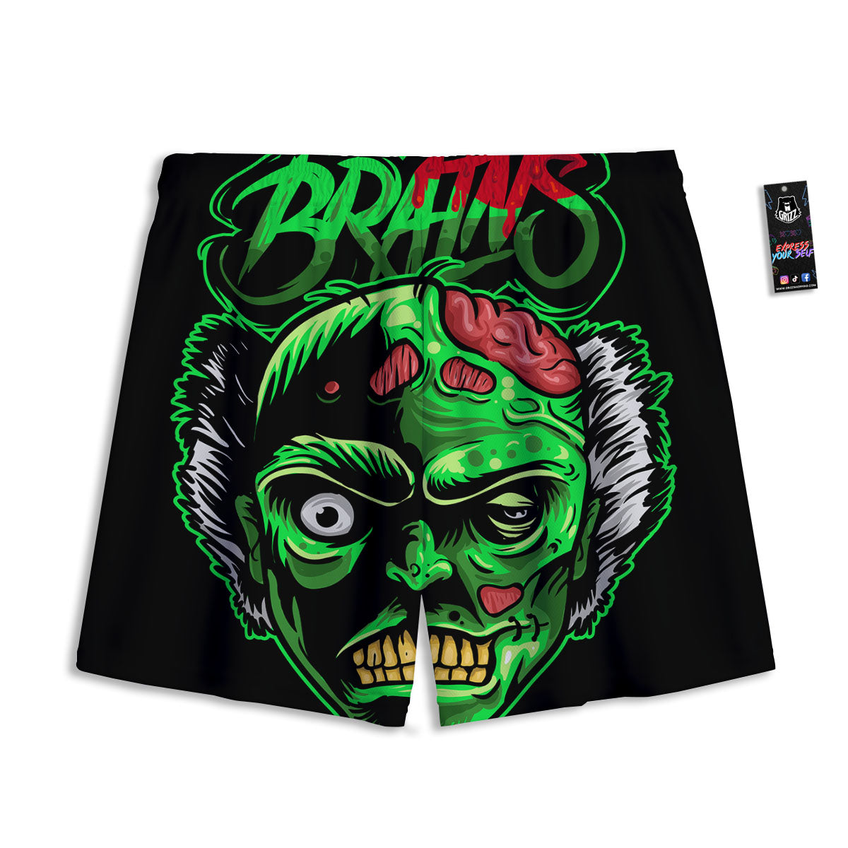 Zombie Brain Halloween Print Mesh Shorts