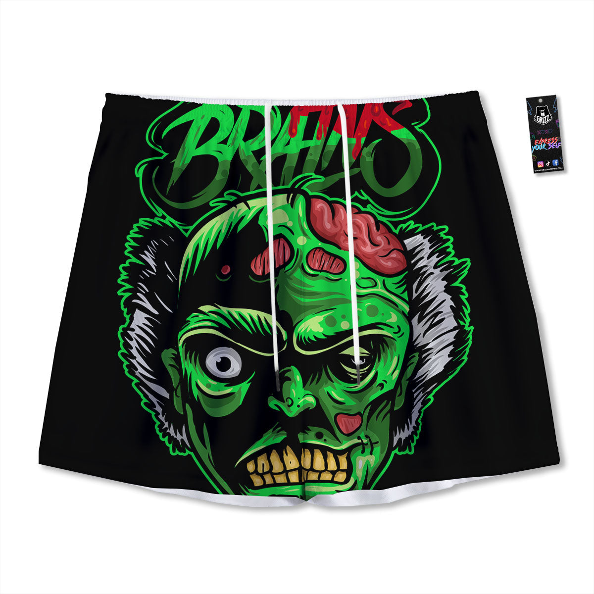 Zombie Brain Halloween Print Mesh Shorts