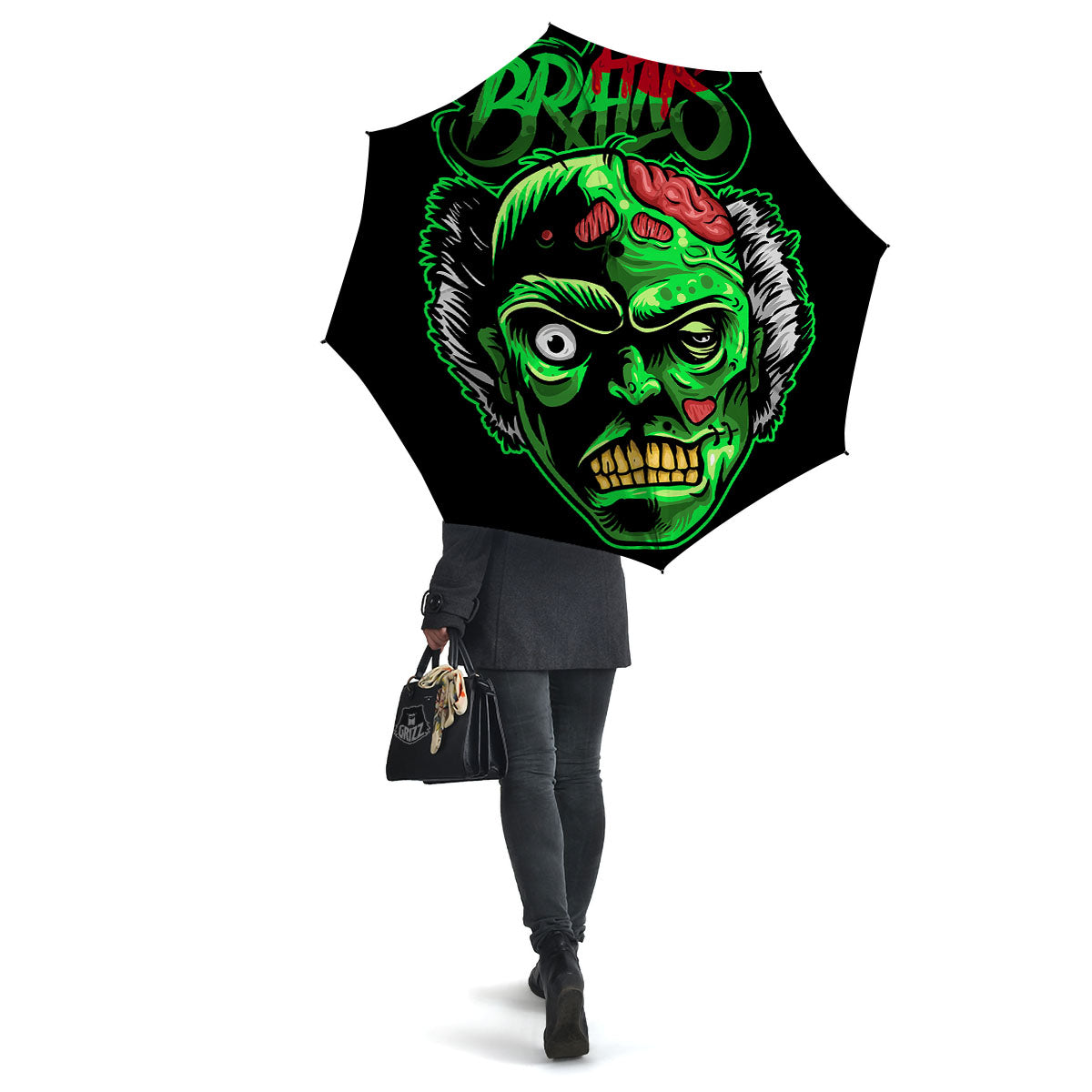 Zombie Brain Halloween Print Umbrella-grizzshop