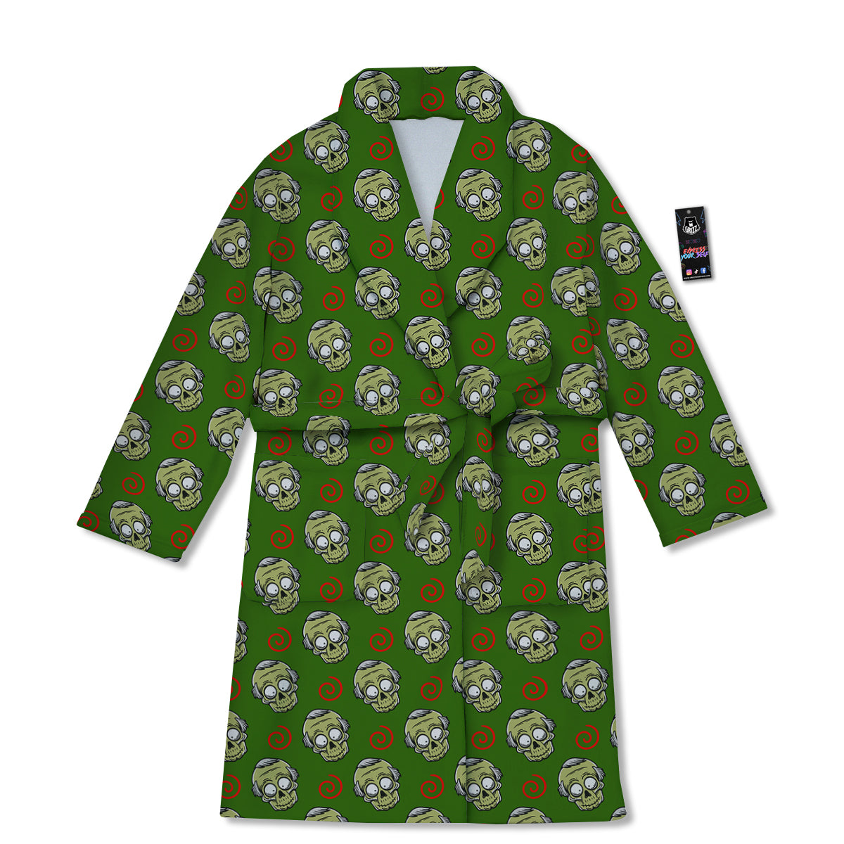 Zombie Cartoon Print Pattern Bathrobe-grizzshop