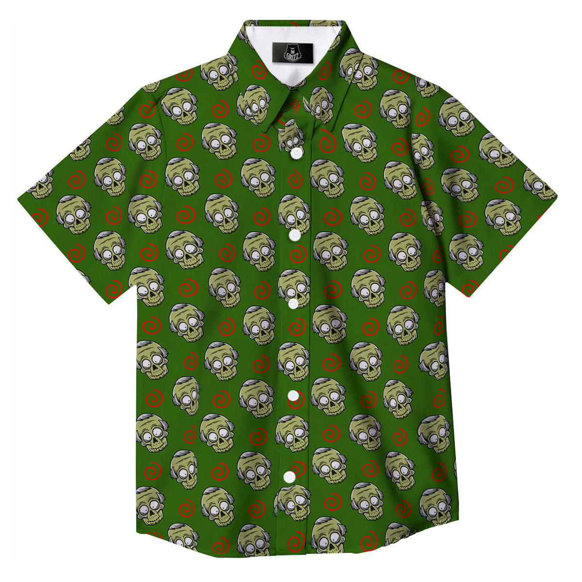 Zombie Cartoon Print Pattern Button Up Shirt-grizzshop