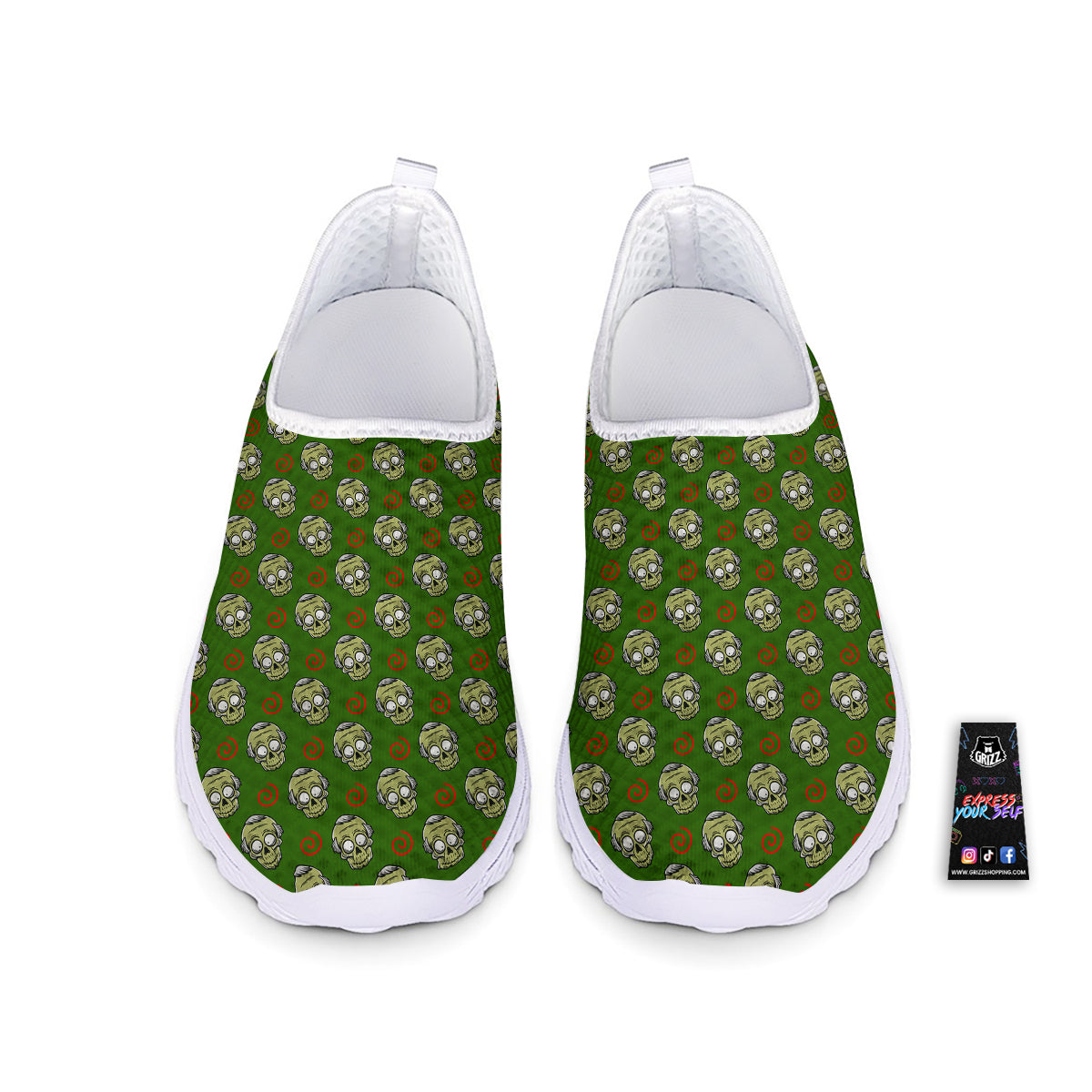 Zombie Cartoon Print Pattern Nurse Shoes-grizzshop