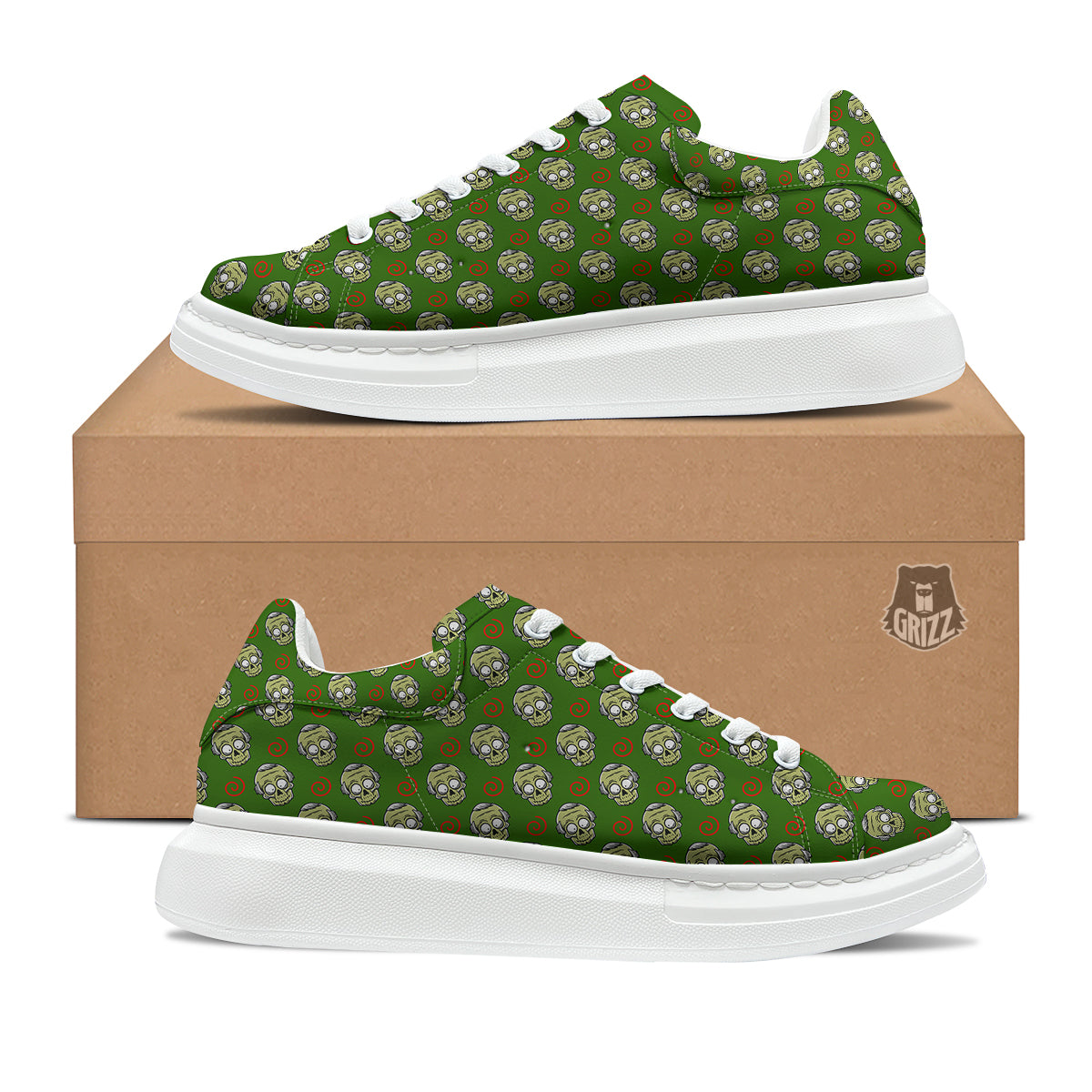 Zombie Cartoon Print Pattern Platform Shoes-grizzshop