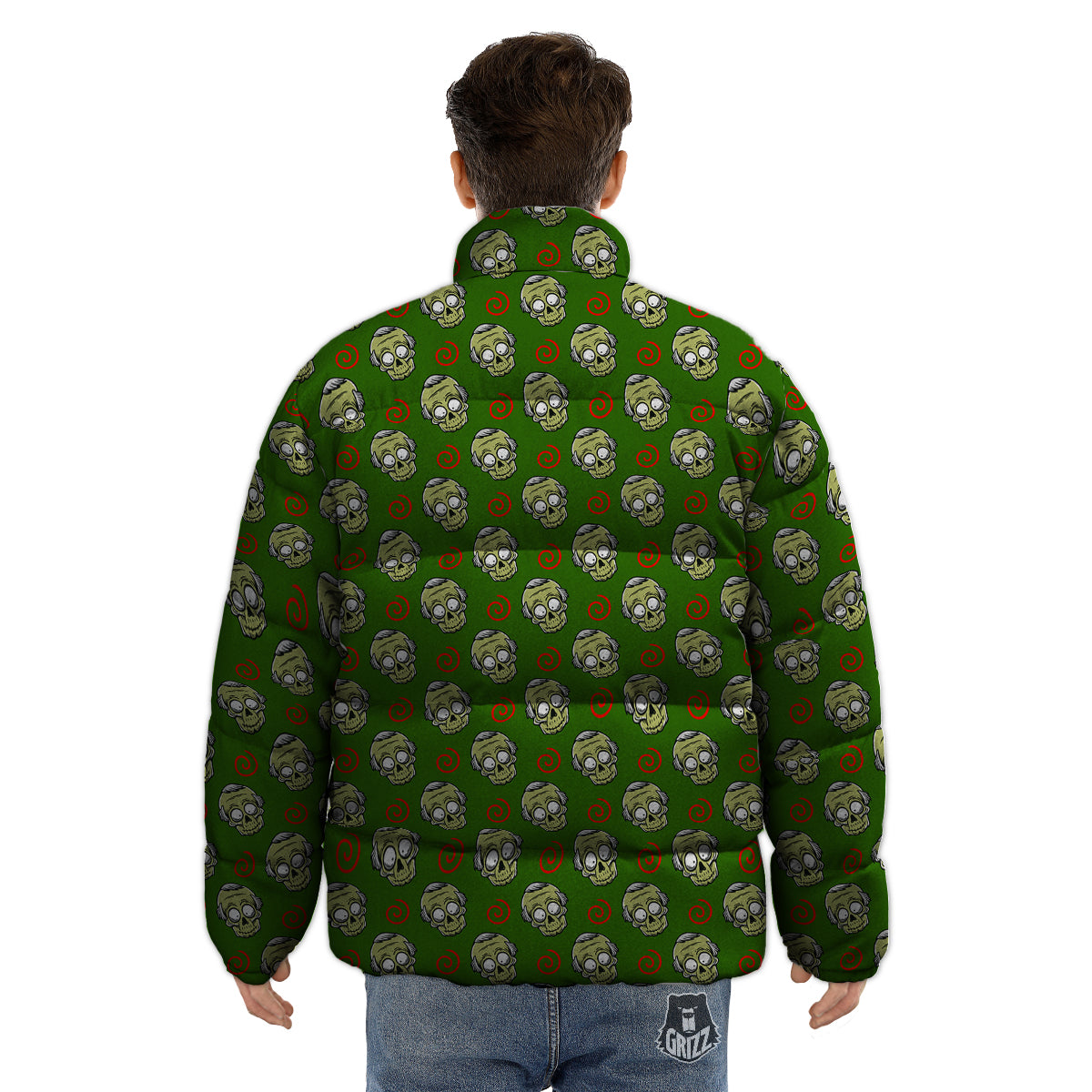 Zombie Cartoon Print Pattern Puffer Jacket-grizzshop