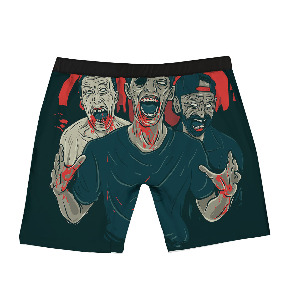 Zombie Crowd Halloween Print Boxer Briefs-grizzshop