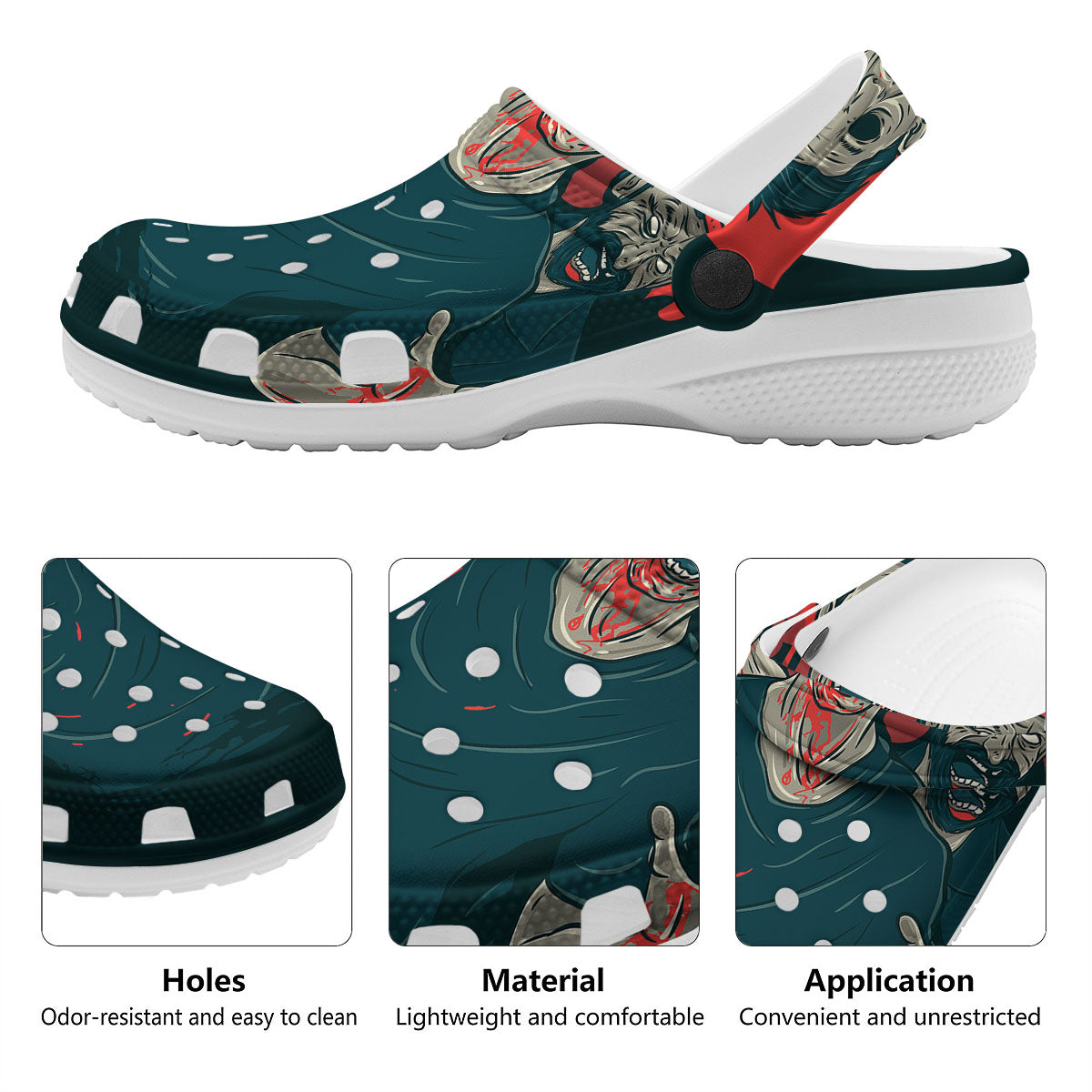 Zombie Crowd Halloween Print Clog-grizzshop